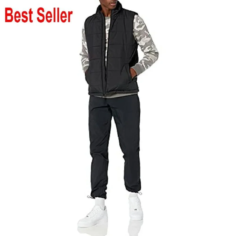 Men's Midweight Fleece-Lined Puffer Vest Classic Insulated Winter Layering